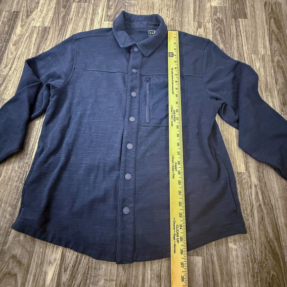 L.L. Bean Slightly Fitted L REG Blue Button Jacket Shirt Men’s 516015 Workwear - Picture 7 of 9